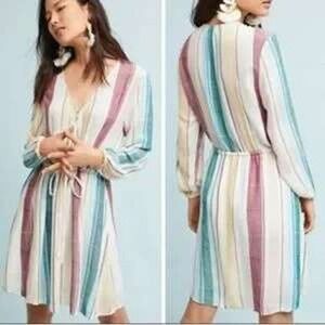 Rails Becca Cusco Stripe Wrap Mini Dress Womens Medium Coastal Boho Vacation